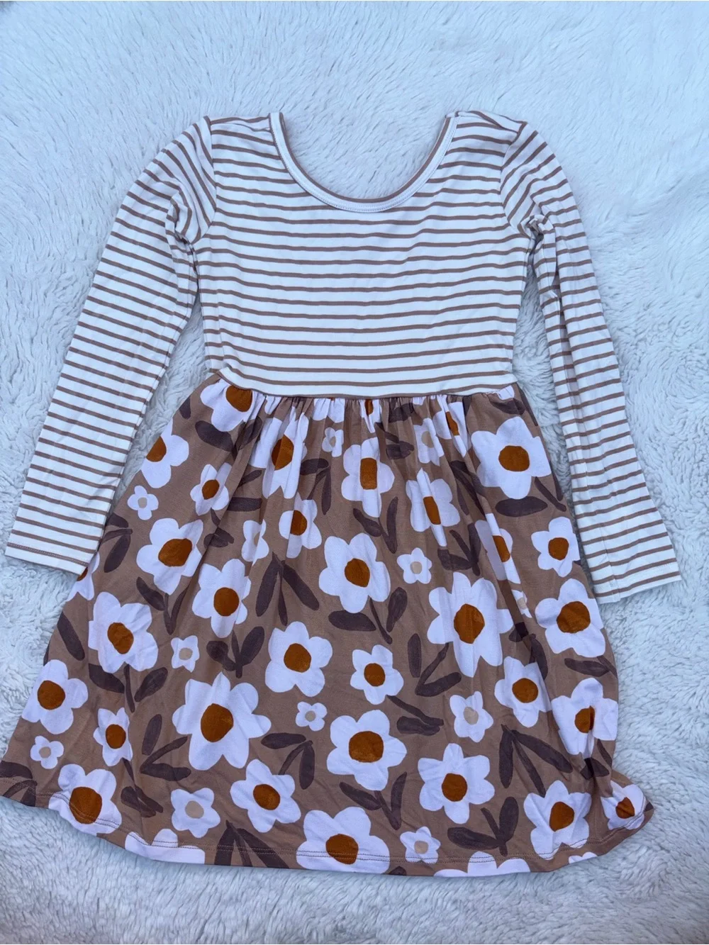 Little Sleepies Girls 5 Daisy Daydream Twirl Dress Stripe Autumn Long Sleeve